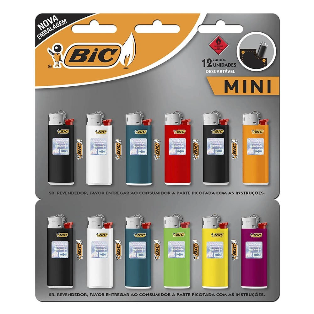 CARTELA ISQUEIRO MINI BIC COM 12