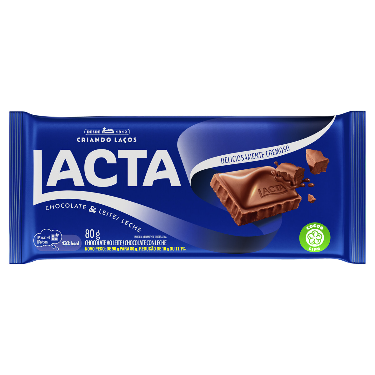 CHOCOLATE AO LEITE LACTA 80G