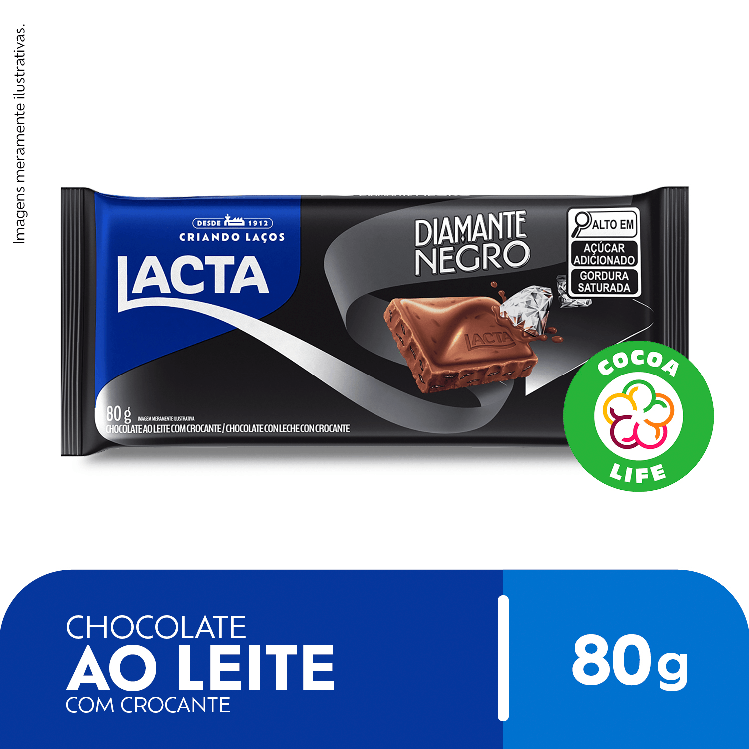 CHOCOLATE LACTA DIAMANTE NEGRO 80G
