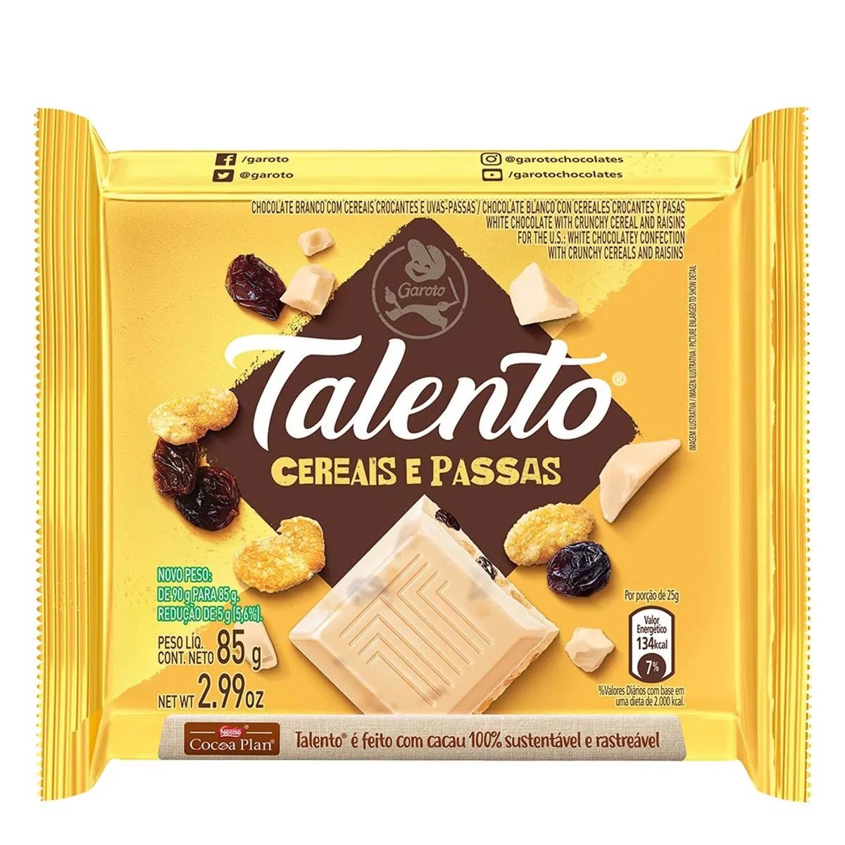 TALENTO CHOC BRANCO CER 85G