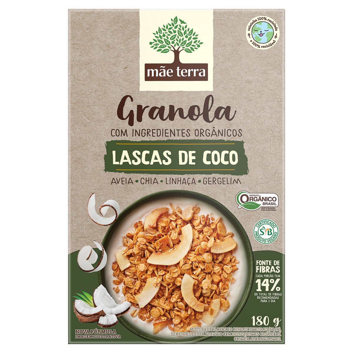 GRANOLA MAE TERRA LASCAS COCO ORGANICO 180G