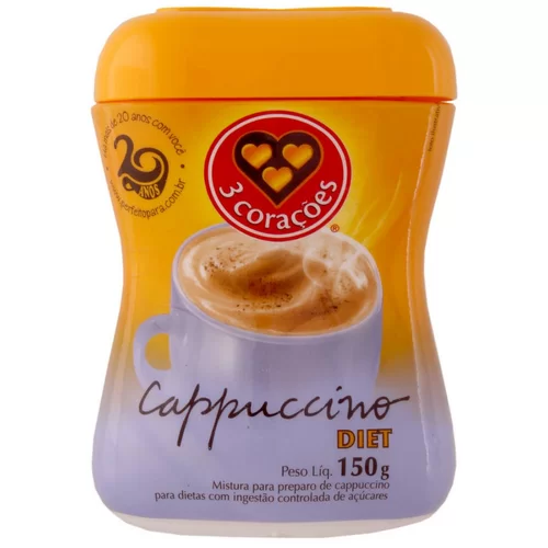 CAFE CAPPUCCINO 3 CORACOES DIET ABRA SEU CORACAO POTE 150G